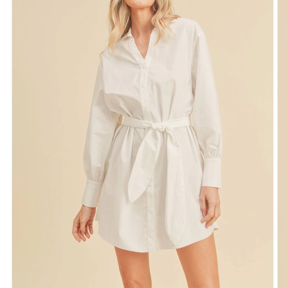 Long Button Up Waist Tie Midi Dress Blouse🧡